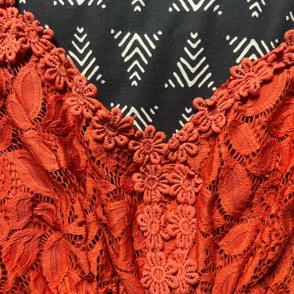 Orange Lace Peplum Top - Picture 2 of 6